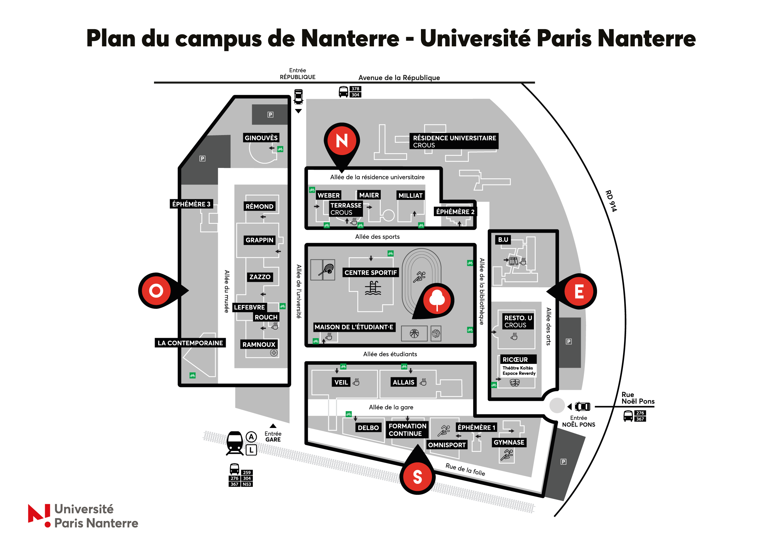 Plan de l'Université Paris Nanterre